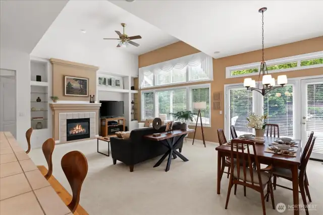 Great room ceiling fan provides comfortable air flow in warmer months