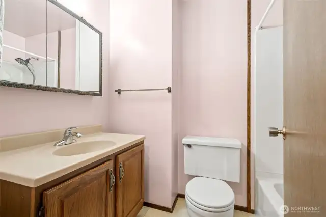 This is the hall bath with bathtub/shower.