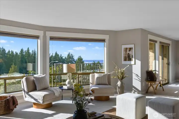 Large picture windows bring the 'outside in '. . .