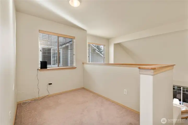 Loft area, perfect for office or homework space.