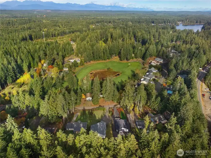Aerial view of the golf course (across the street from the home)