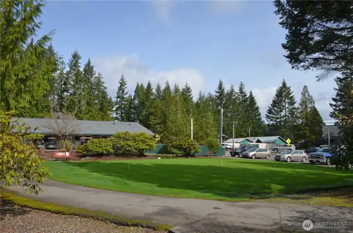 View of the pro shop from the green.