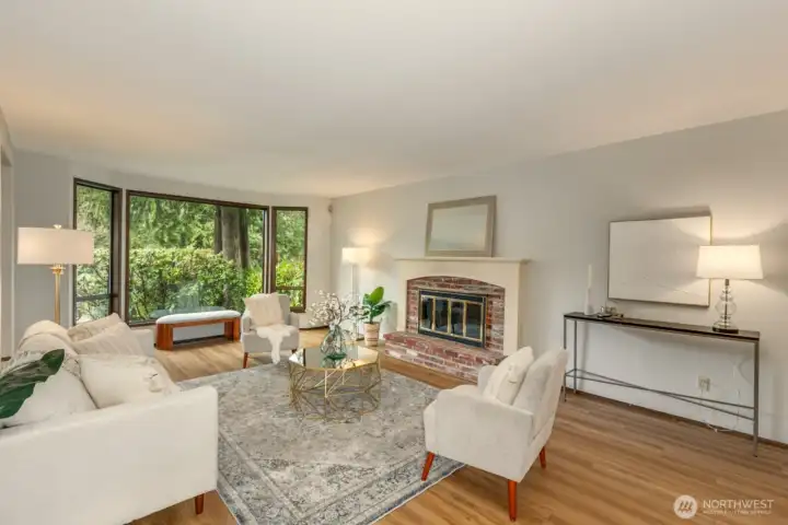 Formal Living Room with wood fireplace
