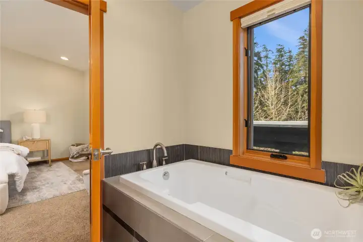 Relax in the large soaking tub.