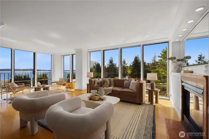 Unit 4C welcomes you home with walls of windows, beautiful hardwood floors and spacious living areas.