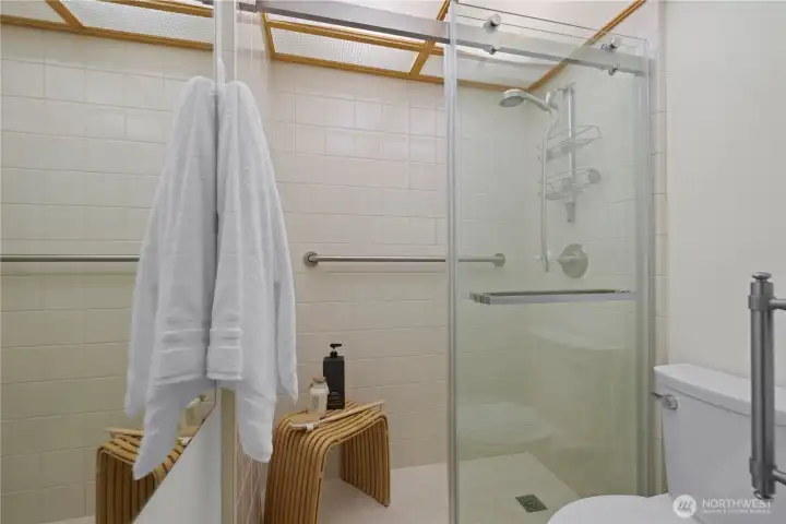 Primary bathroom shower.