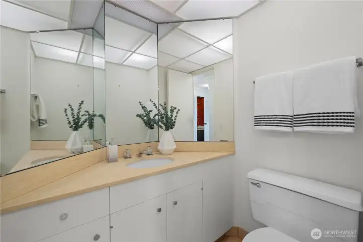 Powder room just off the entry.