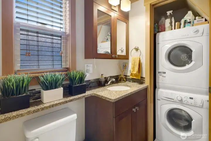 In unit stackable laundry area