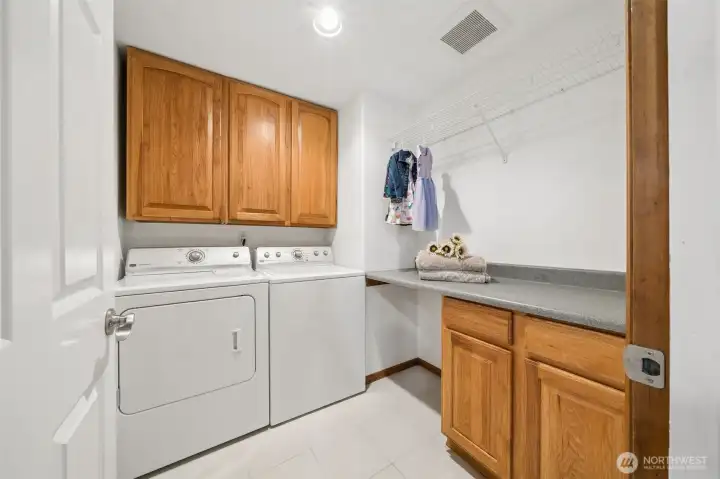 Laundry room with folding table