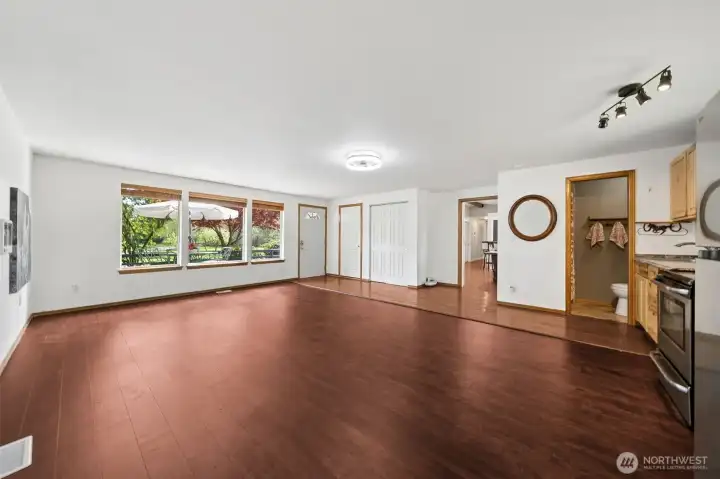 Studio Apt. leads to front deck entry