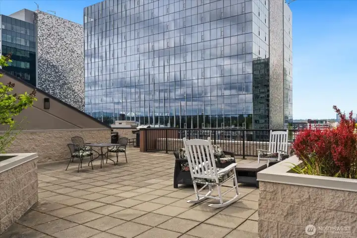 A spacious rooftop deck awaits