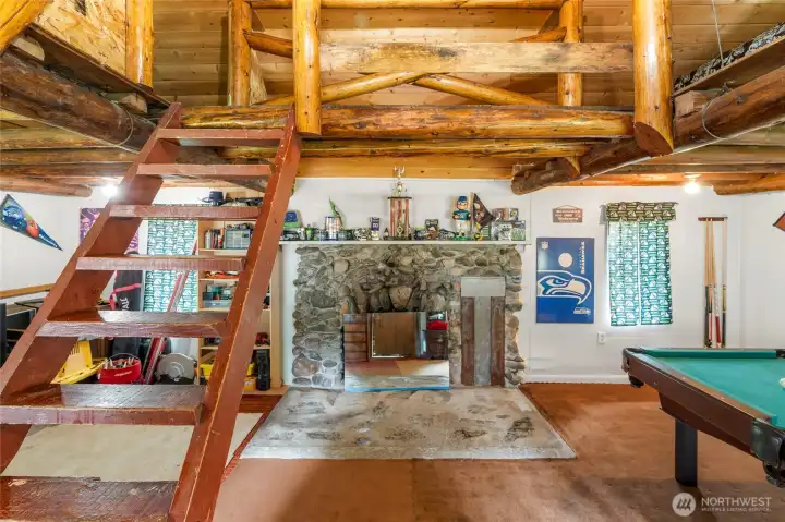 Orginal details are intact with beamed loft and river rock fireplace. (fireplace is non-functioning. Cabin is non-conforming with no running water or individual electrical panel)