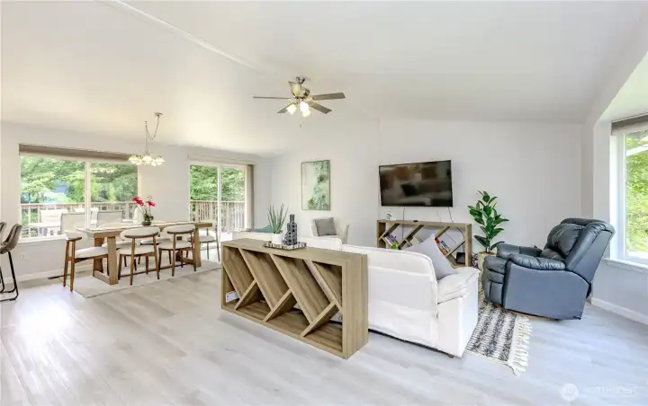 Vaulted ceilings and open concept!