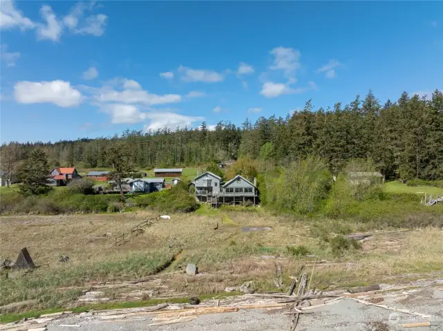 Waterside view with beach