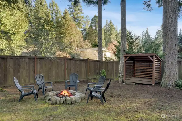 Fire pit and wood shed