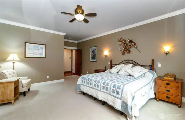 Split Floor Plan Places the Primary Suite at one end of the Home & the Secondary Bedrooms @ the Opposite end.