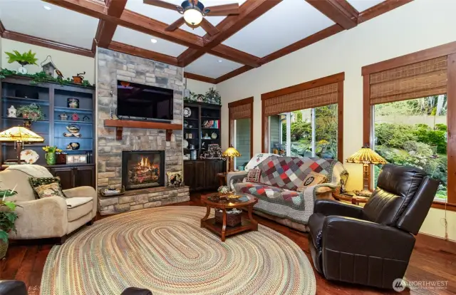 Alternate Angle of the Living Area~A Wall of Windows overlooks the Covered Patio & Out of Doors Space~