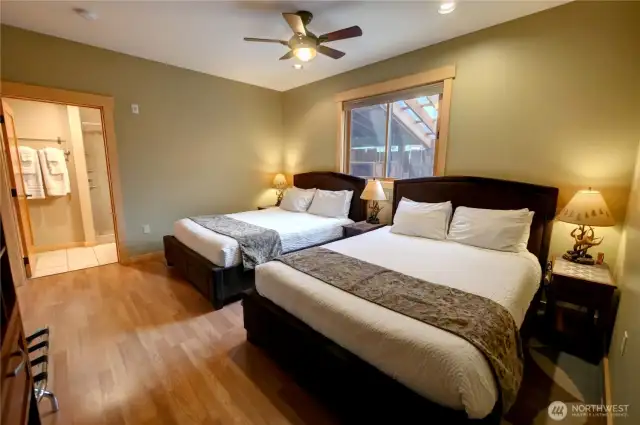 Two queen size beds is the most versatile configuration for renters at Twisp River Suites.  A great configuration for owners as well.