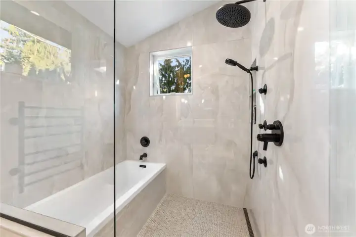 Just an amazing primary walk-in shower with separate soaking tub. Bigger and better than it looks in a photo.