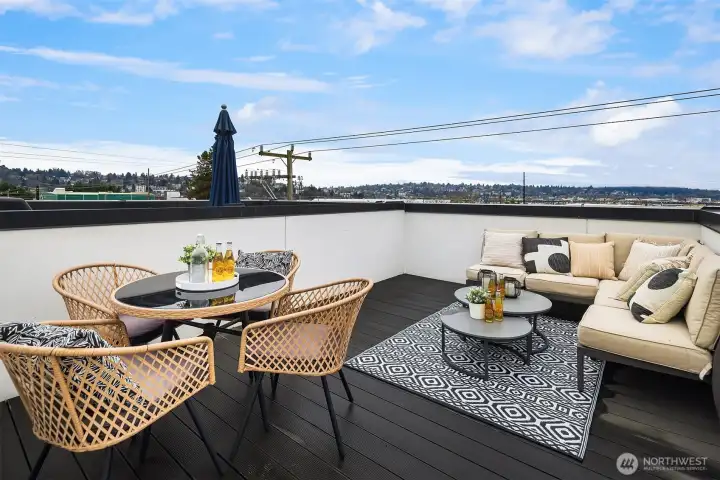 Rooftop deck ready for entertainment