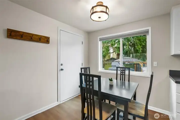 Dining area and door to garage