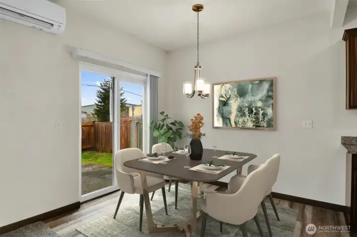 Dining Area with Slider to Patio - Virtually Staged