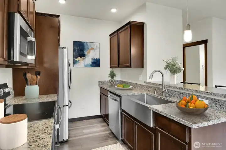 Kitchen with Farm-Style Sink-Virtually Staged