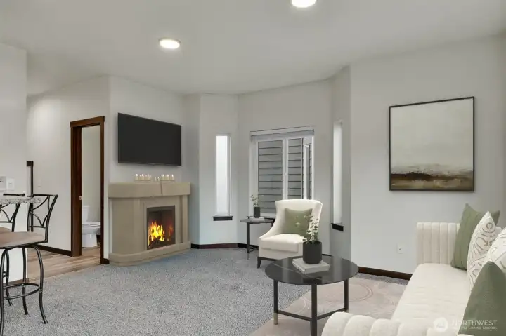 Bay Window in Great Room - Virtually Staged