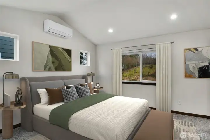 Primary Bedroom with Mini-Split - Virtually Staged