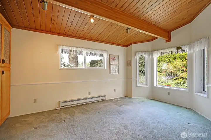 Formal Library, Den or Living Room w/ Built-In Cabinetry and Garden Views (Off Main Entry Foyer)~