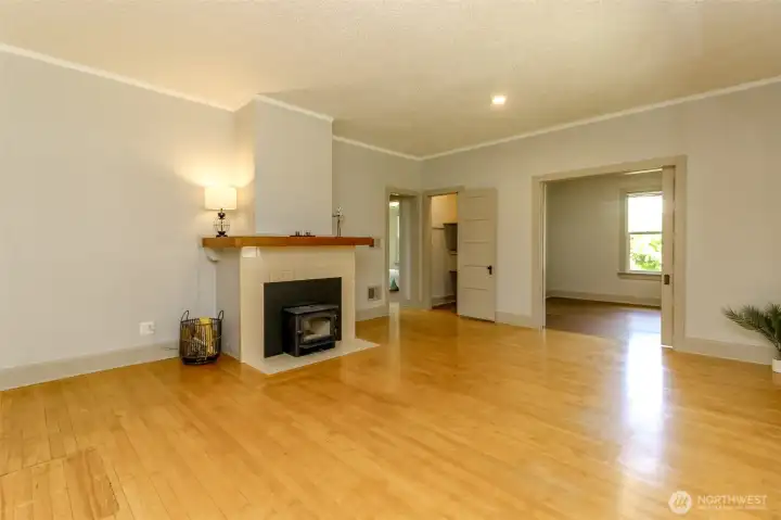 Family Room with Wood Fire Insert