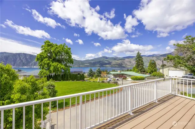 Upper living balcony with incredible lake views!