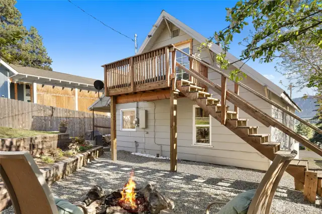 Private backyard with firepit