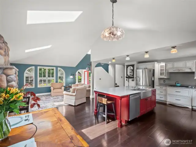 Large kitchen with functional island
