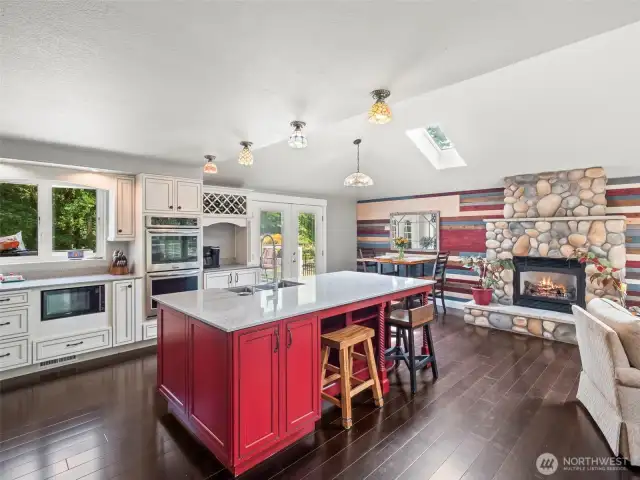 Gas fireplace warms the entire space!