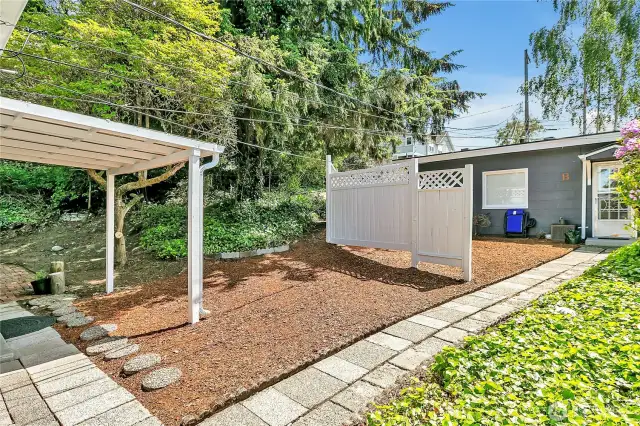 Privacy fence provides a private cottage feel, while also not feeling too far away.