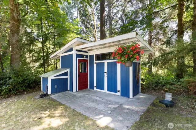 Well house and storage shed.