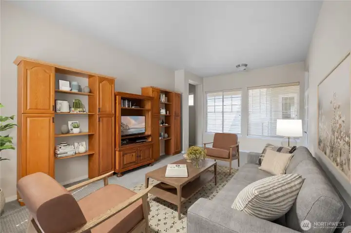 Bright and light bonus room that leads to 2nd bedroom, flex room, and full bathroom.