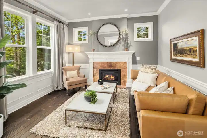 Formal Living with gas fireplace