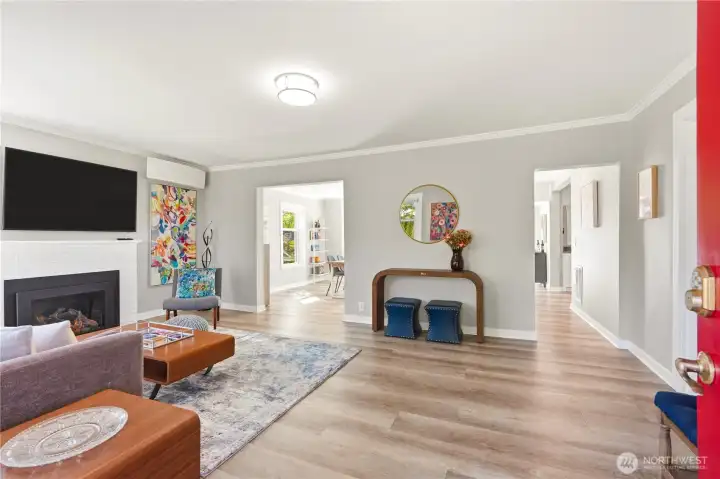 Enter into an inviting living room.