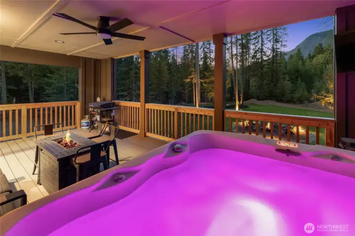 View from the hot tub overlooking the stunning views.