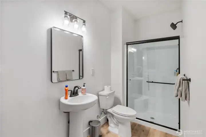 Lower level 3/4 bath with a nice large shower.