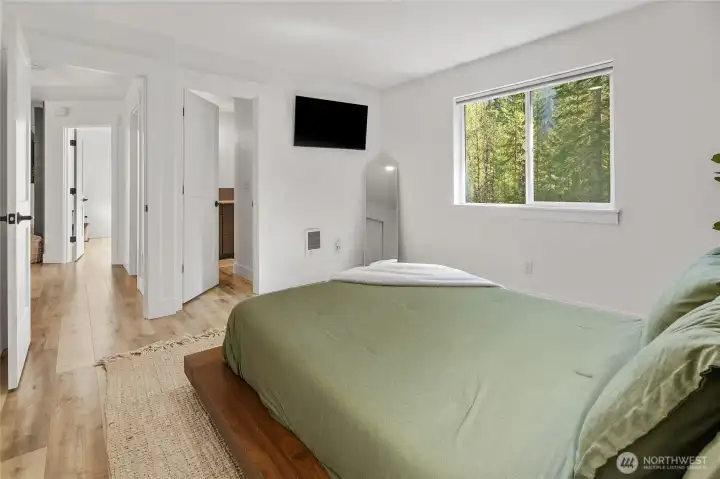 You can see bedroom #1 has access to the bathroom. Great conveniences  in this home.