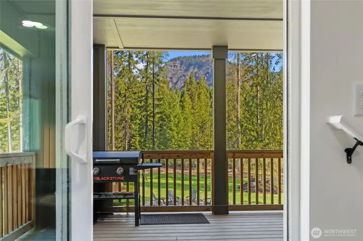 View from sliding glass door located in the living room. Just can't get enough of the Easton Ridge mountains. So beautiful.