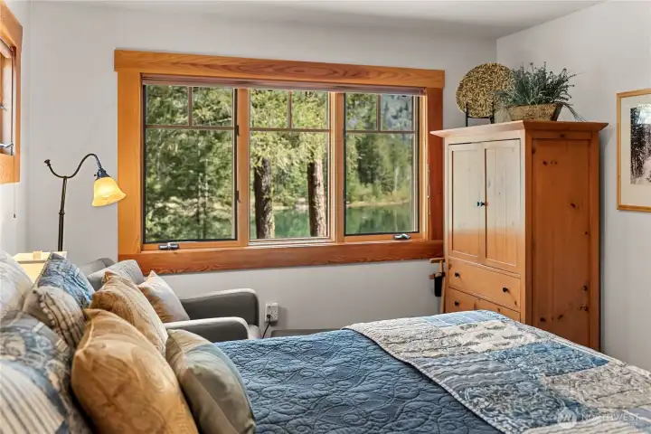Lake views are available from every bedroom window, offering stunning natural scenery and a tranquil ambiance.