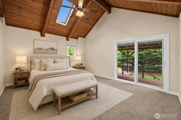 virtually staged, upstairs Primary Bedroom