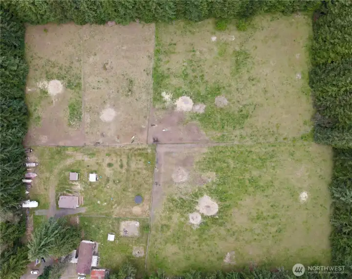 ariel view of the property from a drone.