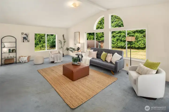 Room for comfy couches, a desk, a homework station -- you name it.