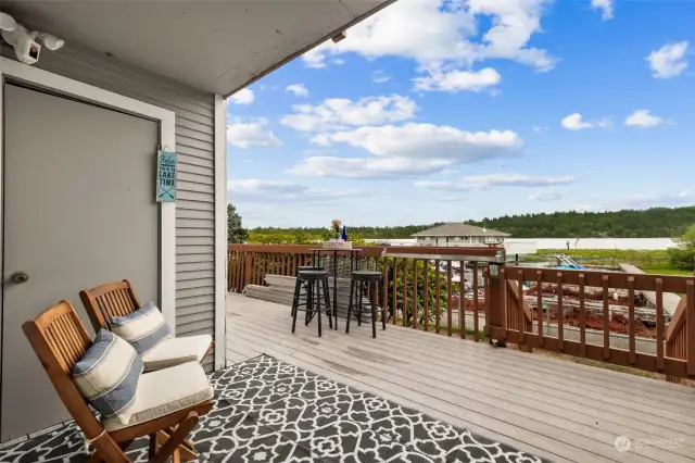 Large patio, just outside of large pet area and marina!