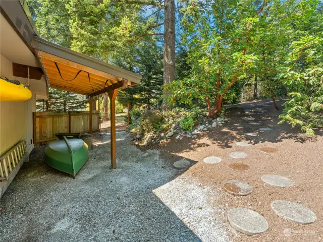 Carport for small boat and kayaks